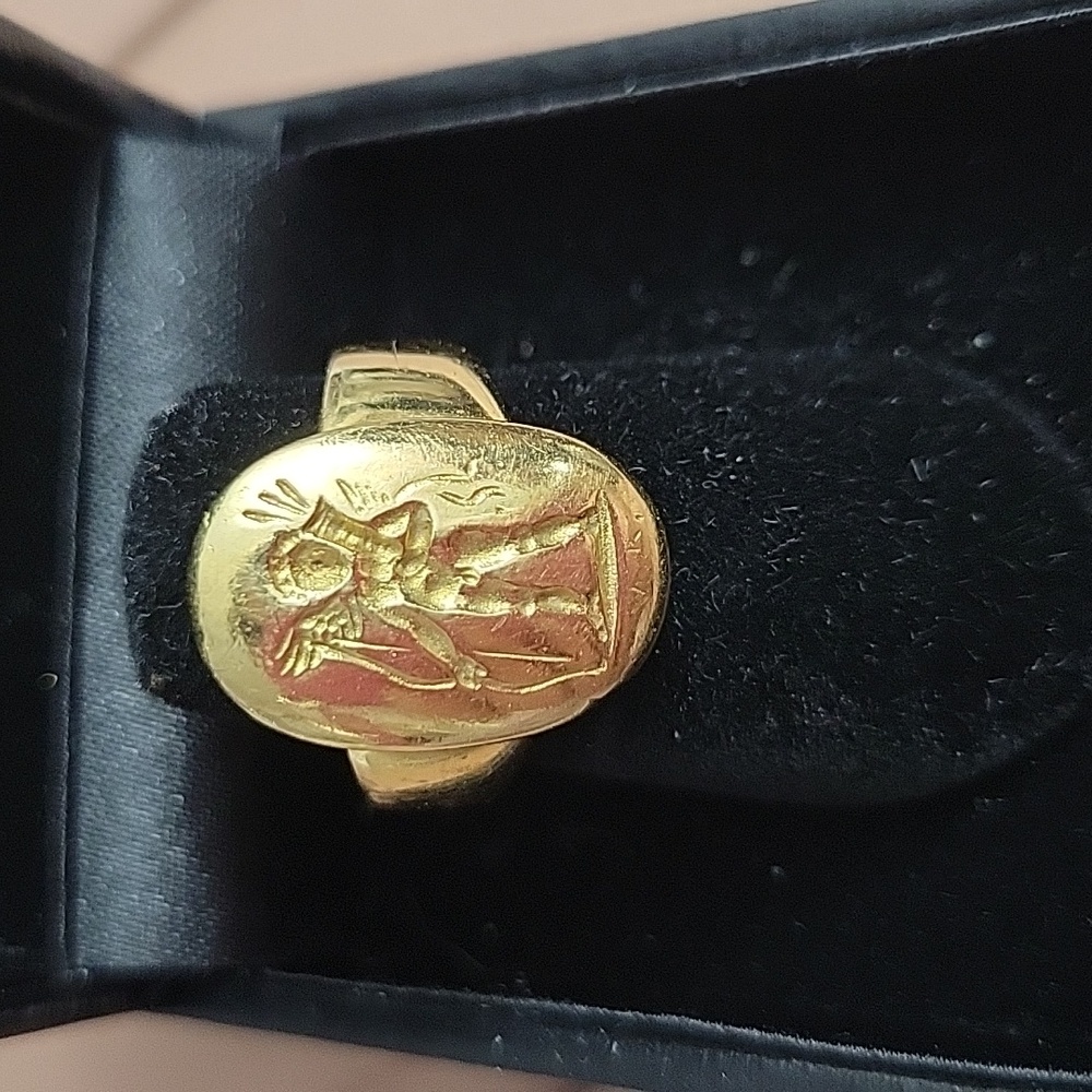 Greek Artist Designed 18kt Eros Ring Solid Size 7